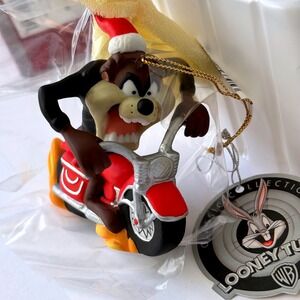 Vtg Goebel Looney Tunes Tazmanian Devil Ornament Motorcycle Porcelain New Box